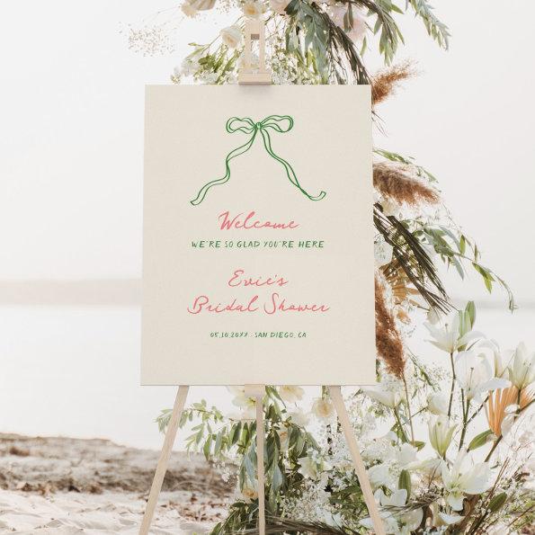Whimsical Quirky Handwritten Bow Welcome Sign