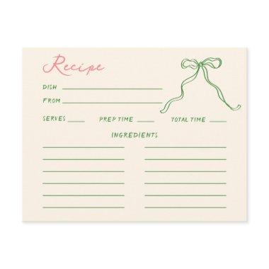 Whimsical Quirky Handwritten Bridal Shower Recipe Enclosure Invitations