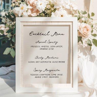 Whimsical Quirky Handwritten Cocktail Menu Poster