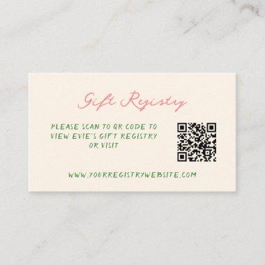 Whimsical Quirky Handwritten Gift Registry QR Code Enclosure Invitations