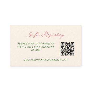 Whimsical Quirky Handwritten Gift Registry QR Code Enclosure Invitations