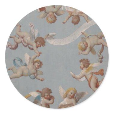 Whimsical Renaissance Cherub Angels Classic Round Sticker