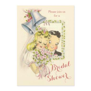 Whimsical Retro Bride and Groom Bridal Shower Invitations