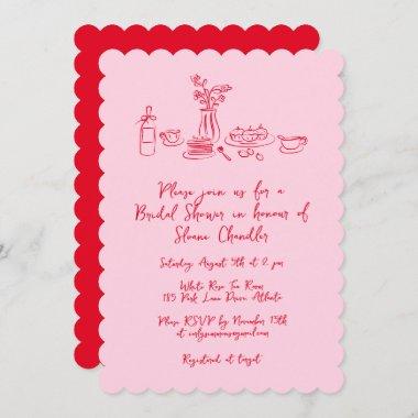 Whimsical Scribble Doodle Hand Drawn Bridal Shower Invitations