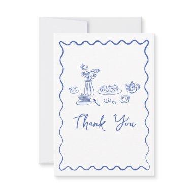 Whimsical Scribble Doodle Hand Drawn Bridal Shower Thank You Invitations