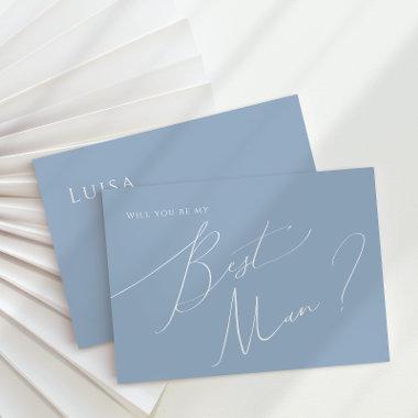 Whimsical Script | Blue Best Man Proposal Invitations