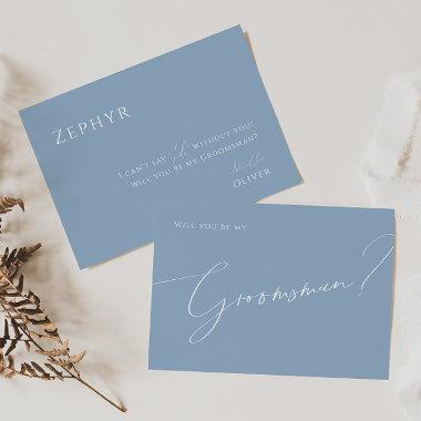 Whimsical Script | Blue Groomsman Proposal
