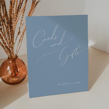 Whimsical Script | Dusty Blue  and Gifts Pedestal Sign