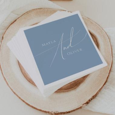 Whimsical Script | Dusty Blue Wedding Napkins