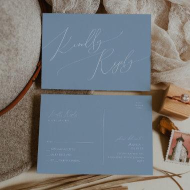 Whimsical Script | Dusty Blue Wedding RSVP Post