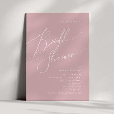 Whimsical Script | Dusty Rose Bridal Shower Invitations