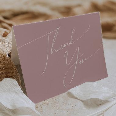 Whimsical Script Dusty Rose Folded Thank You Invitations