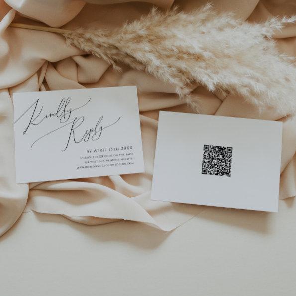 Whimsical Script | Horizontal QR Code RSVP Card