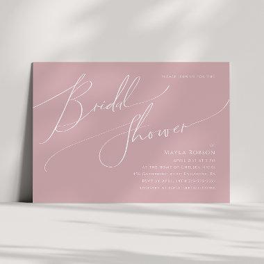 Whimsical Script | Rose Horizontal Bridal Shower Invitations