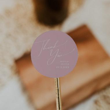 Whimsical Script | Rose Thank You Wedding Favor Classic Round Sticker