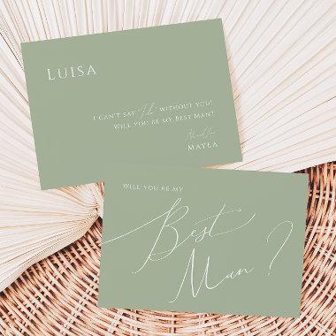 Whimsical Script | Sage Best Man Proposal Invitations