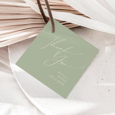 Whimsical Script | Sage Green Thank You Favor Tags