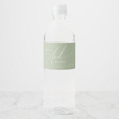 Whimsical Script | Sage Green Water Bottle Label