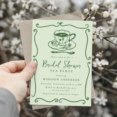 Whimsical Vintage Green  Tea Party