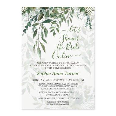 Whimsical Watercolor Greenery Online Bridal Shower Invitations