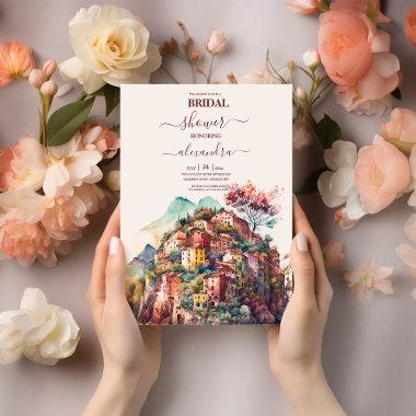 Whimsical Watercolor Italian Destination Bridal Invitations
