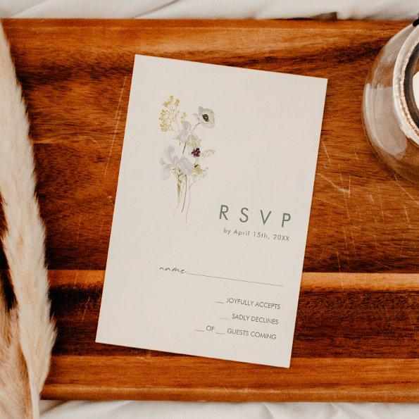 Whimsical Wildflower Bouquet | Ivory RSVP Card