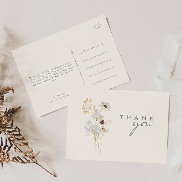 Whimsical Wildflower Bouquet | Ivory Thank You PostInvitations