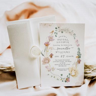 Whimsical Wildflower Elegant Boho Bridal Shower Invitations