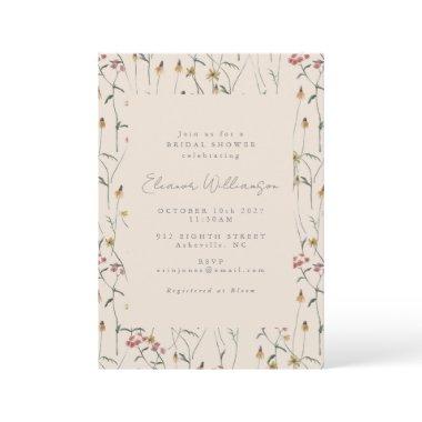 Whimsical Wildflower Floral Boho Bridal Shower Invitations