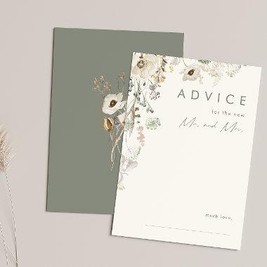 Whimsical Wildflower | Ivory and Green Wedding Advice Card