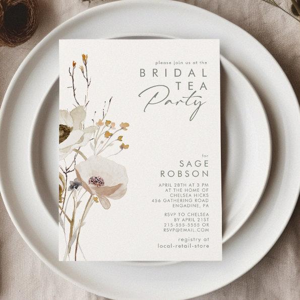 Whimsical Wildflower | Ivory Bridal Tea Party Invitations