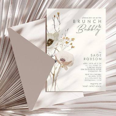 Whimsical Wildflower | Ivory Brunch and Bubbly Invitations