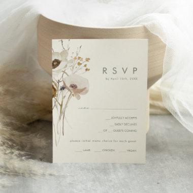 Whimsical Wildflower | Ivory Menu Choice RSVP Card