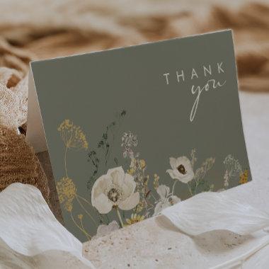 Whimsical Wildflower Meadow | Sage Green Thank You Invitations
