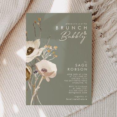 Whimsical Wildflower Sage Green Brunch and Bubbly