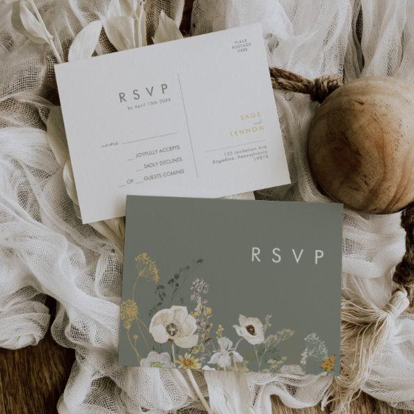 Whimsical Wildflower | Sage Green Wedding RSVP PostInvitations
