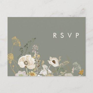 Whimsical Wildflower | Sage Green Wedding RSVP PostInvitations