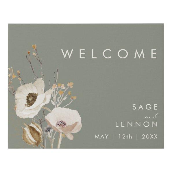 Whimsical Wildflower | Sage Green Welcome Sign