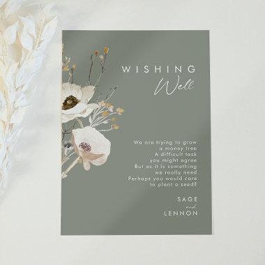 Whimsical Wildflower | Sage Wedding Wishing Well Enclosure Invitations