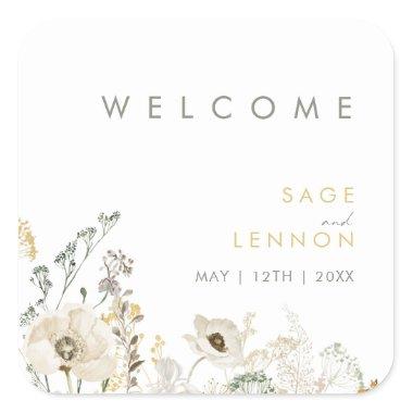 Whimsical Wildflower Wedding Welcome Sticker