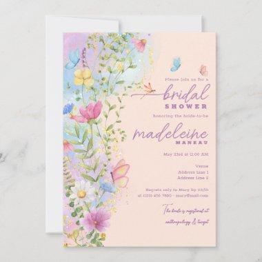 Whimsical Wildflowers Floral Garden Bridal Shower Invitations