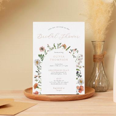 WhimsicalBoho Spring Wildflower Arch Bridal Shower Foil Invitations