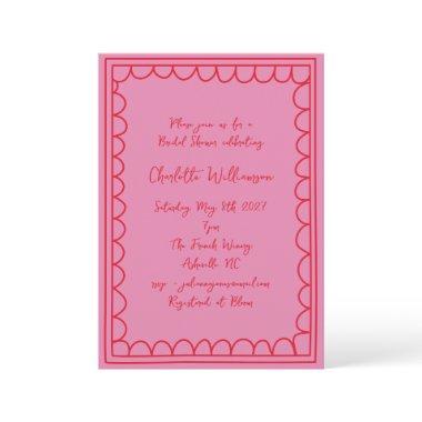 Whimsy Script Pink Red Doodle Border
