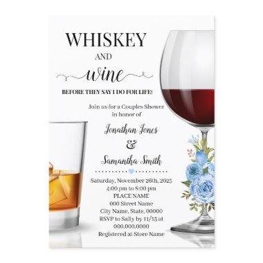 Whiskey and wine before I do wedding shower blue