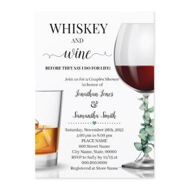 Whiskey & wine before I do bridal shower greenery Invitations