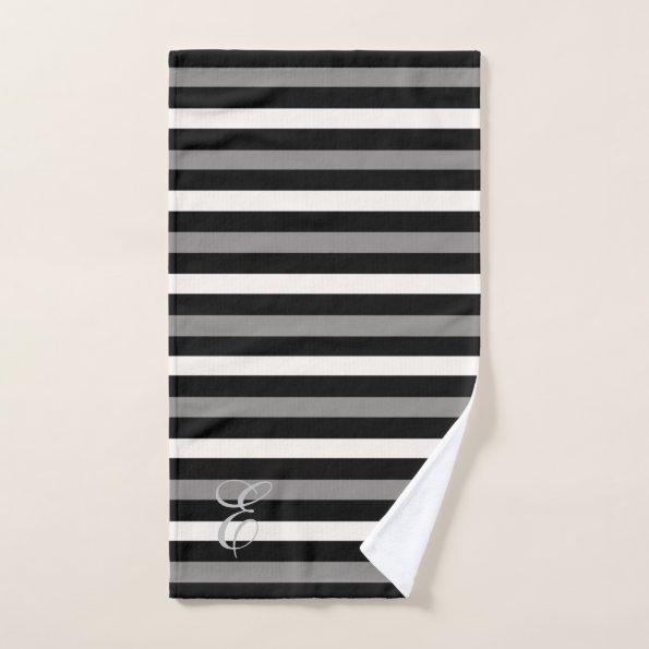 White and black bridesmaid customizable initial hand towel