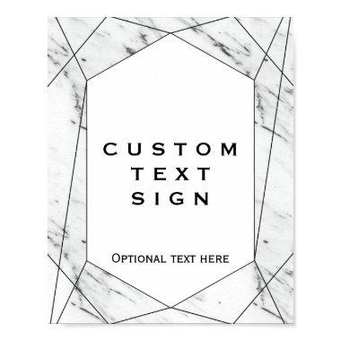 White and Black Geometric Marble Custom Sign