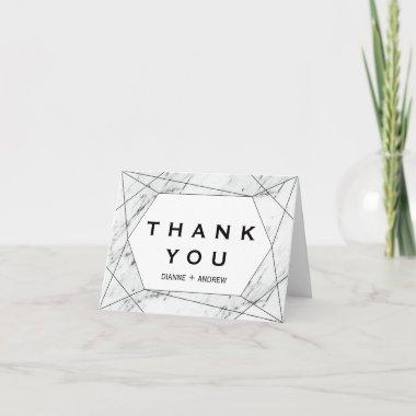 White and Black Geometric Marble Thank You