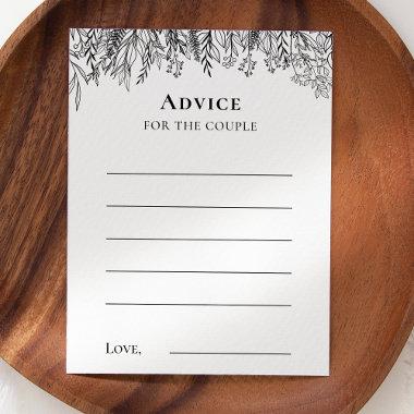 White and Black Greenery Wedding Advice Card