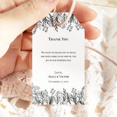 White and Black Greenery Wedding Thank You Gift Tags